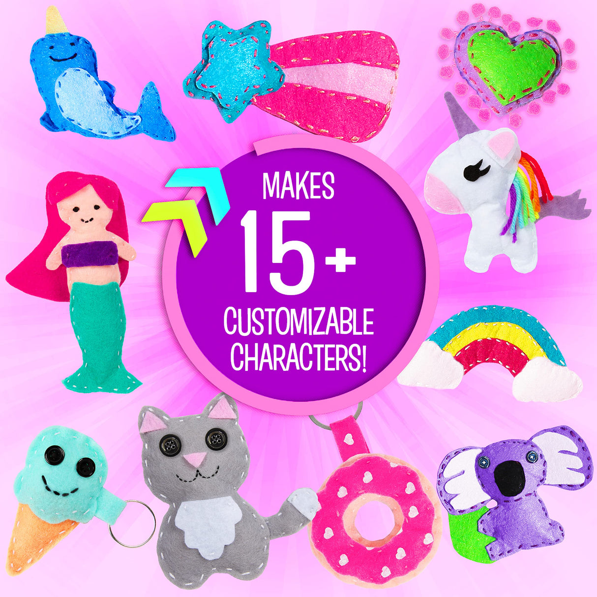 Creative Kids Felt Sewing Kit - Craft 15+ Characters - Fun DIY Kit for Kids 8+ - Creative Sewing Craft Set Creative Kids