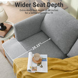 Busaurus Deep Seat Loveseat Sofa, 65" Mid Century Modern Couches for Living Room, Small Couches for Small Spaces Love Seat Sofa Couches with Wooden Legs, Bedroom Small Couch, Grey Busaurus