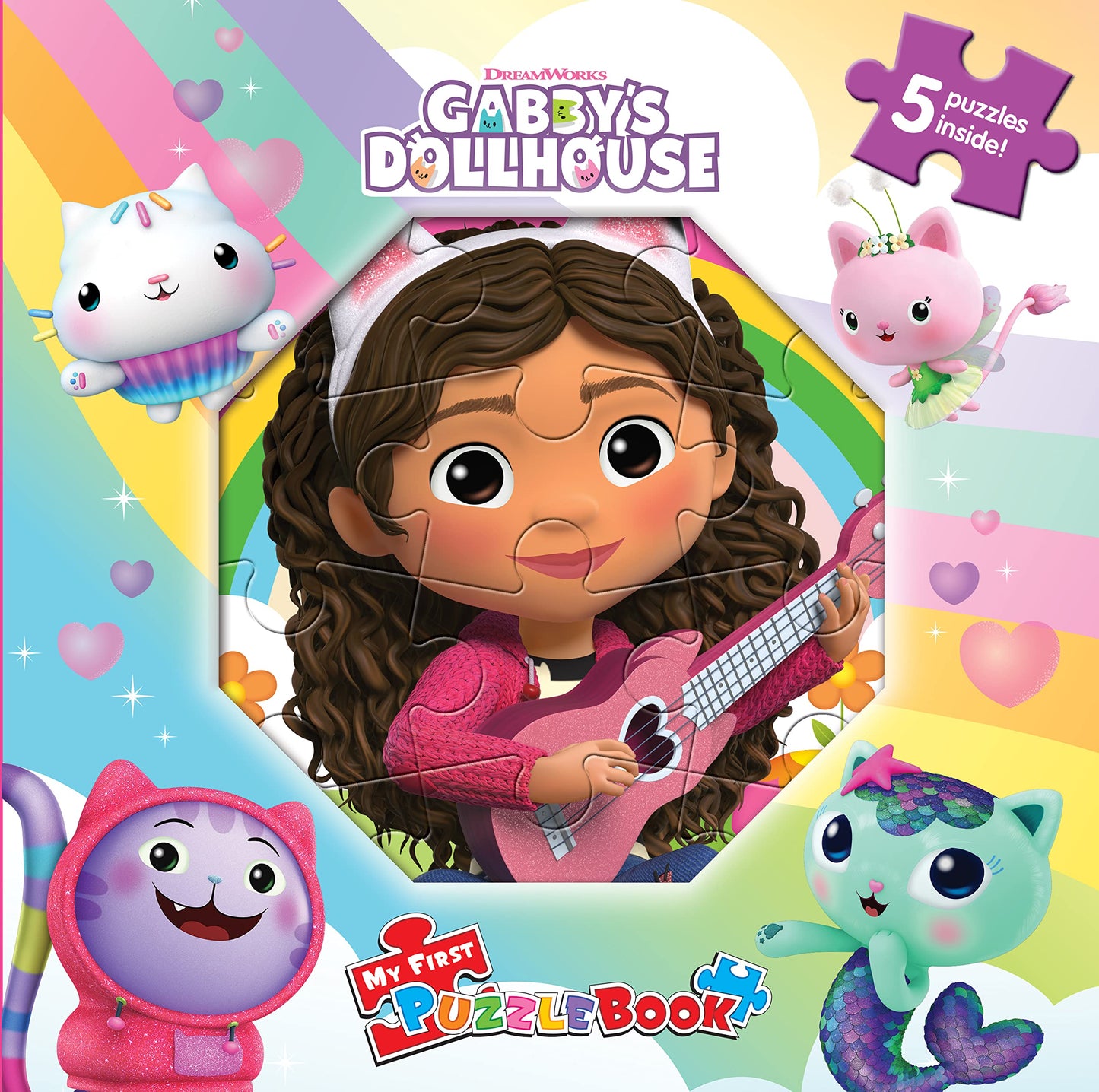 Gabby's Dollhouse My First Puzzle Book - Jigsaw Puzzles for kids, 10-page board book, 5 puzzles to enjoy