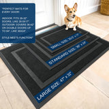 OLANLY Front Door Mat Indoor Outdoor Entrance, Waterproof All-Season, All-Weather Doormat, Sturdy Natural Rubber, Fade Resistant, Low Profile, Easy Clean Patio Porch Entryway Mat, 29.5x17, Black OLANLY