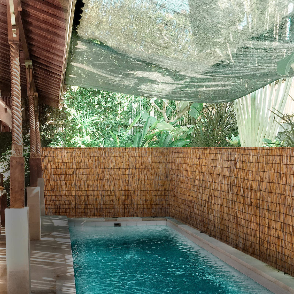 ZNCMRR Natural Reed Fencing Rolls,4FT X 16.4FT Reed Screen Curtain Balcony Reed Fence for Outdoor Backyard Patio（Brown） ZNCMRR