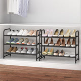 Simple Trending 3 Tier Stackable Shoe Rack, Expandable Adjustable Shoe Shelf Storage Organizer, Wire Grid, Black Simple Trending