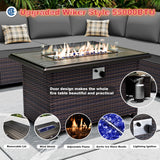 ASJMR Outdoor Patio Furniture Set with Fire Pit Table, 13 Pieces Outdoor Furniture Set Patio Sectional Sofa w/43in Propane Fire Pit, PE Wicker Rattan Patio Conversation Sets - Grey ASJMR