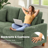 Kidirect 70in Corduroy Couch, Sofas for Living Room No Tool Assembly, Comfy Couches for Living Room 21in Deep Seats, Oversized Loveseat Sofa with 2 Pillows, 3 Seater Couch for Bedroom, Green Sofa Kidirect