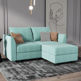 HONBAY Modular Sectional Sofa 2 Seater Couch with Chaise L Shaped Modular Sofa for Small Apartment, Aqua Blue HONBAY