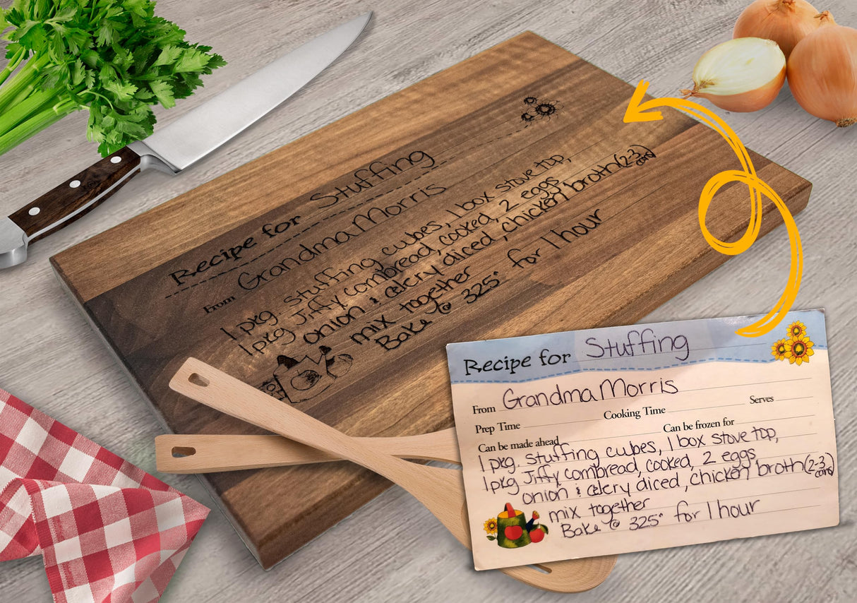 Robest's Gift Personalized Family Recipe Cutting Board - Mom And Grandma Handwritten Recipe Cutting Board, Personalized Cutting Boards Wood Engraved, Handmade Cutting Boards, Engraved Cutting Board Generic