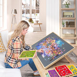 Lavievert 2-in-1 Tilting & Rotating Puzzle Board with 6 Colored Drawers & Cover, Portable Jigsaw Puzzle Table for Adults, Wooden Swivel Puzzle Plateau with Non-Slip Tabletop for Up to 1500 Pieces LAVIEVERT