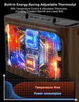 Electric Fireplace Heater with 3D Realistic Flame, Humidifier, Thermostat, Safety Protection, Remote Control, Timer, Electric Space Heater, 1500W/750W Portable Fireplace Heater for Indoor Use FOFOJÔY