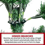 Yaheetech 6ft Pre-lit Frosted Artificial Hinged Christmas Tree with 818 Flocked PVC Tips,62 Pine Cones,62 Holly Berries & 250 Warm White Lights,Foldable Stand,Green Yaheetech