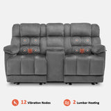 MCombo Zero Gravity Power Loveseat Recliner with Console, Heat and Vibration Massage, Reclining Loveseat Sofa with USB Ports, Cup Holders for Living Room, Fabric RS6234 (Grey) MCombo