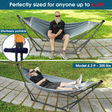 Tranquillo Adjustable Hammock Stand 600 lbs Capacity, Collapsible Camping Hammock and Stand, Double Hammock with Stand for 2 Persons, Quick & Easy Assembly Garden Yard Patio Lawn, Grey Tranquillo