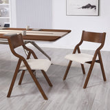 Ball & Cast Modern Folding Chairs Upholstered Kitchen Dining Chair Seating Set of 2, Walnut Ball & Cast