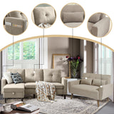 Pingliang Home 2 Piece Comfy Couch Set, 3 Seater & 2-Seater Sofa and Loveseat Set with Ottoman, Modern Sofa Sets for Living Room/Apartment/Office, Beige Pingliang Home