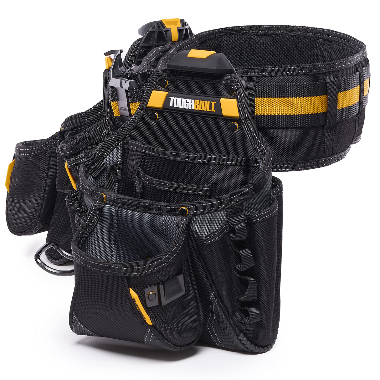ToughBuilt - 4-piece Contractor Tool Belt Set - Heavy Duty and Durable - 3 Cliptech Pouches and padded Toolbelt - (TB-CT-101-4P) ToughBuilt