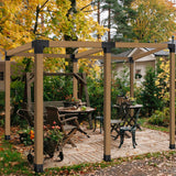 Neorexon Pergola Bracket Kit Elevated Wood Stand Kit Woodwork 4" x 4" (Actual 3.5" x 3.5"), Solid Steel DIY Pergola Hardware Kit, 6PCS Base Bracket & 4PCS 3-Way Corner Bracket & 2PCS 4-Way Bracket Neorexon