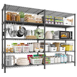 REIBII REIBII1450LBS Metal Shelving Unit Storage Shelves 5 Tier Wire Shelving 58.1''W Pantry Shelves Wire Shelf Adjustable Garage Shelving Heavy Duty Storage Rack for Pantry Kitchen Garage, Black REIBII