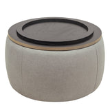 Ball & Cast Morden Round Ottoman with Storage,Upholstered Coffee Table with Removable Wooden Lid, End Table Foot Stool for Living Room Office,Grey Ball & Cast