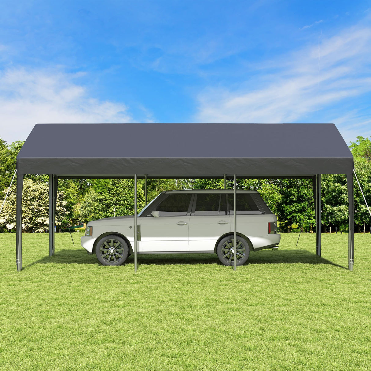 GARTOO Upgrade 10' x 20' Heavy Duty Carport, Extra Large Shelter with Roll-up Ventilated Windows & Side Doors, Portable Garage for Car Boat Truck Auto Shelter Motorcycle Outdoor Events Parties, Gray GARTOO
