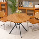 Recaceik 39" Walnut Round Dining Table for 4-6 People with Square Metal Base Recaceik