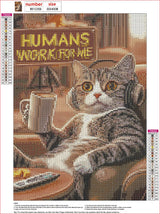 MXJSUA Bossy Cat Diamond Painting Kits for Adults, 5D Cat Diamond Art Kits for Beginners, DIY Full Drill Paint with Diamond, Home Wall Decor 12x16 Inch MXJSUA