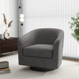 Swivel Barrel Accent Chair, Modern Round Linen Arm Chair for Living Room, Bedroom, Comfy Club Reading Chairs for Adults（Linen Fabric, Grey, Set of 2 DREAMSIDEA