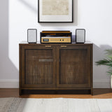 Crosley Furniture Kenji Media Console, Record Player Stand with Vinyl Storage, Modern Home Organizer, Dark Brown Crosley Furniture