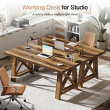 Tribesigns 63-Inch Executive Desk, Large Office Computer Desk with X-Shaped Legs, Modern Simple Workstation Study Writing Conference Table for Home Office, Rustic Brown Tribesigns