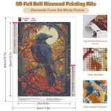 CEOVR Crow Diamond Art Kits for Adults, Raven Diamond Painting Dots DIY DIY Gem Art, Adult Crafts Kits Wall Decor for Home Office 12x16in CEOVR