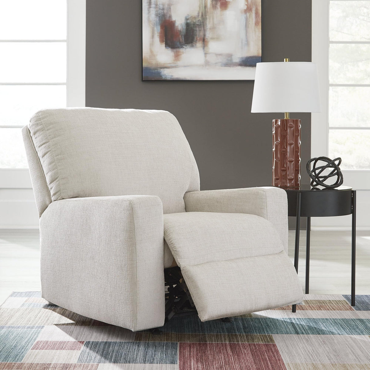 Signature Design by Ashley Aviemore Modern Manual Rocker Recliner, White Signature Design by Ashley