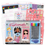 Fashion Angels Fashionista Sketch Set, Includes Sketch Pad with Stencils & Stickers, Fashion Design Sketch Book for Girls, Ideal Drawing Kit for Kids Fashion Angels