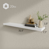 BAMEOS Floating Shelves,31 in W White Wall Mounted Wooden Shelves with Invisible Brackets Set of 2, Hanging Wall Shelves Decoration for Bedroom, Bathroom, Living Room and Kitchen BAMEOS