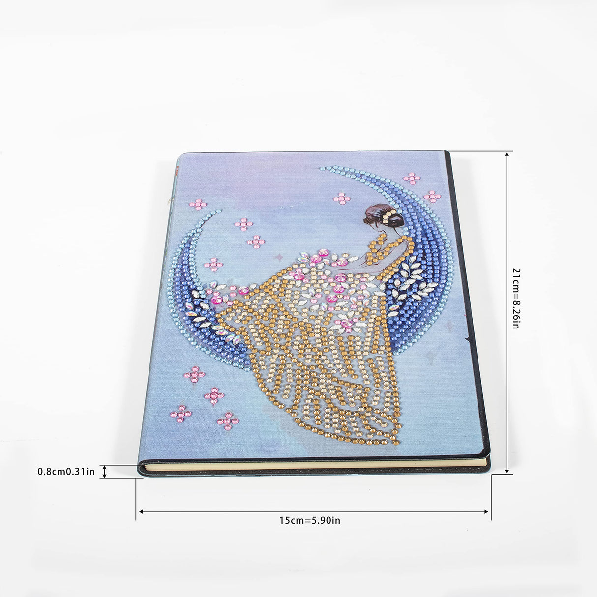 DIY 5D Diamond Art Painting Notebook Kits Moon Fairy Girl Princess Leather Cover Special Shaped Journal Sketchbook Crystal Diamond Art Hardcover Dairy Book Birthday Gift 8.26x5.9IN Generic