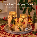 KIVIVO Christmas Centerpieces for Tables, Table Decor with Mason Jar, Flowers, Christmas Winter Table Decorations Centerpieces, Xmas Holiday Center pieces for Tables, Kitchen, Room, Dining Decor KIVIVO