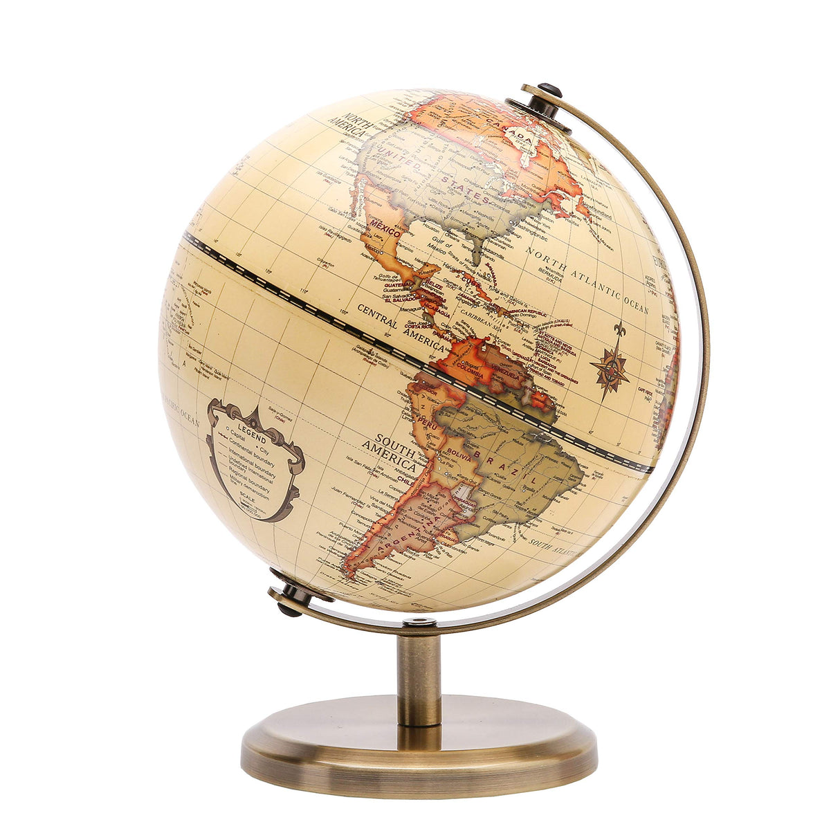 Annova Antique Globe Dia 5.5-inch / 14CM - Educational/Geographic/Modern Desktop Decoration - Stainless Steel Arc and Base - for School, Home, and Office (Antique 5.5“) (Brown-1) Annova