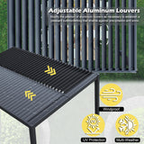 Sunnyglade Patio Pergola Canopy Modern Aluminum Pergola with Adjustable Louvered Gazebo for BBQ, Backyard,Party, Lawn,Garden (Dark Gray, 10x13FT) Sunnyglade