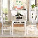 Hooseng Dining Table Set for 4, Wood Kitchen Table Chairs Set with Storage, Farmhouse 5 Piece Dining Room Table Set, Space-Saving Dinette Set for Breakfast Nook, Apartment Hooseng