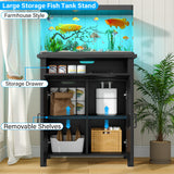 kepptory 20 Gallon Fish Tank Stand with Power Outlets, Farmhouse Decorative Aquarium Stand Furniture with Adjustable Shelves, 10-20 Gallon Reptile Turtle Tank Stand with Cabinet Storage (Black, 20GL) kepptory