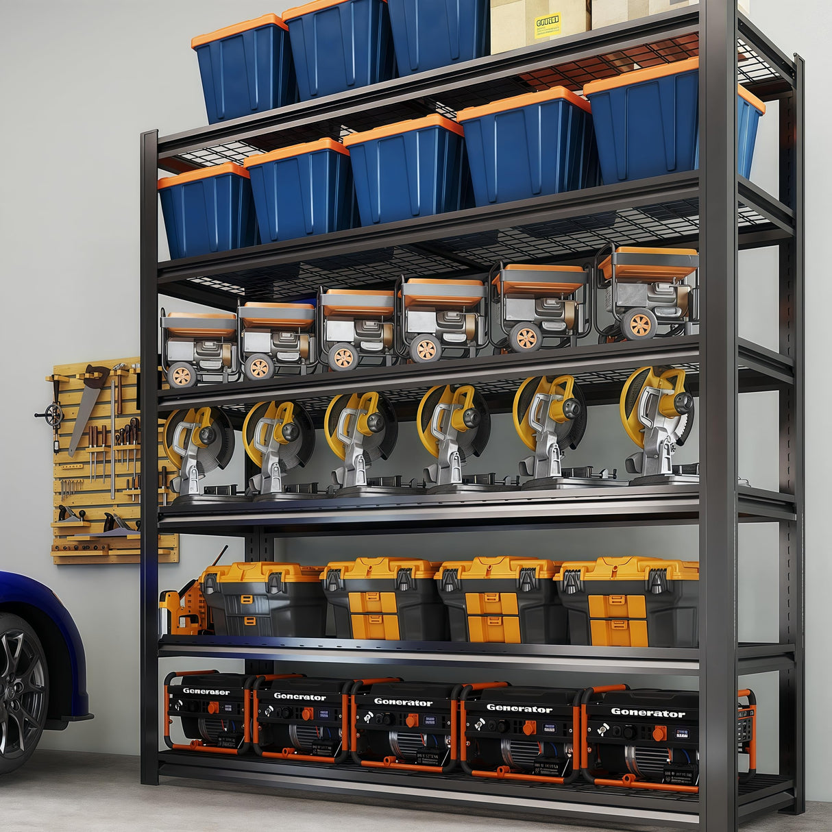 LI JIU HOME 6T 62" W x 24" D x 84" H Garage Shelving Heavy Duty Metal Shelving 4200LBS Storage Shelves Adjustable Metal Shelves for Storage Industrial Garage Shelves for Warehouse Basement LI JIU HOME