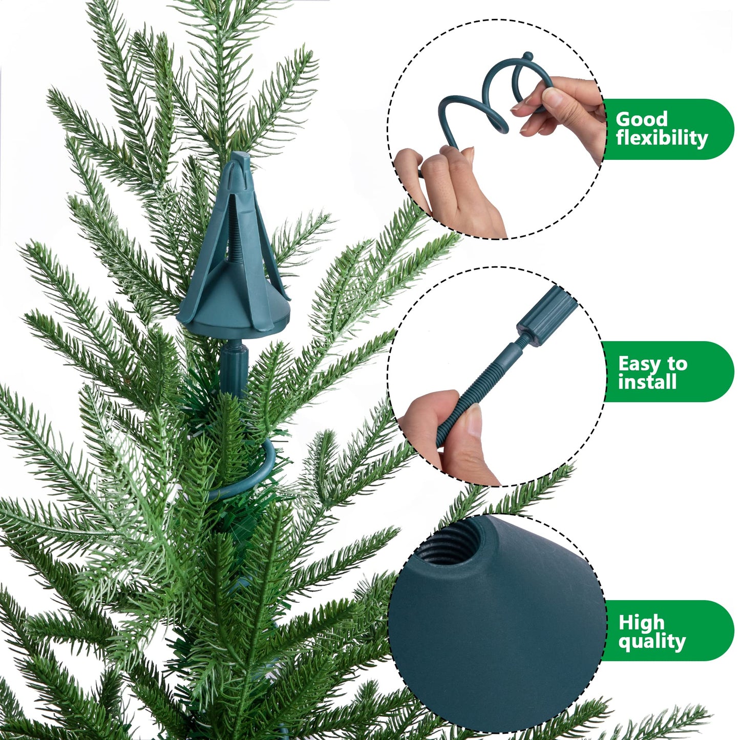 Christmas Tree Topper Holder,Universal Twist On Tree Topper Supporter,Christmas Tree Topper Stabilizer Fits All Base Tree Types (Green)