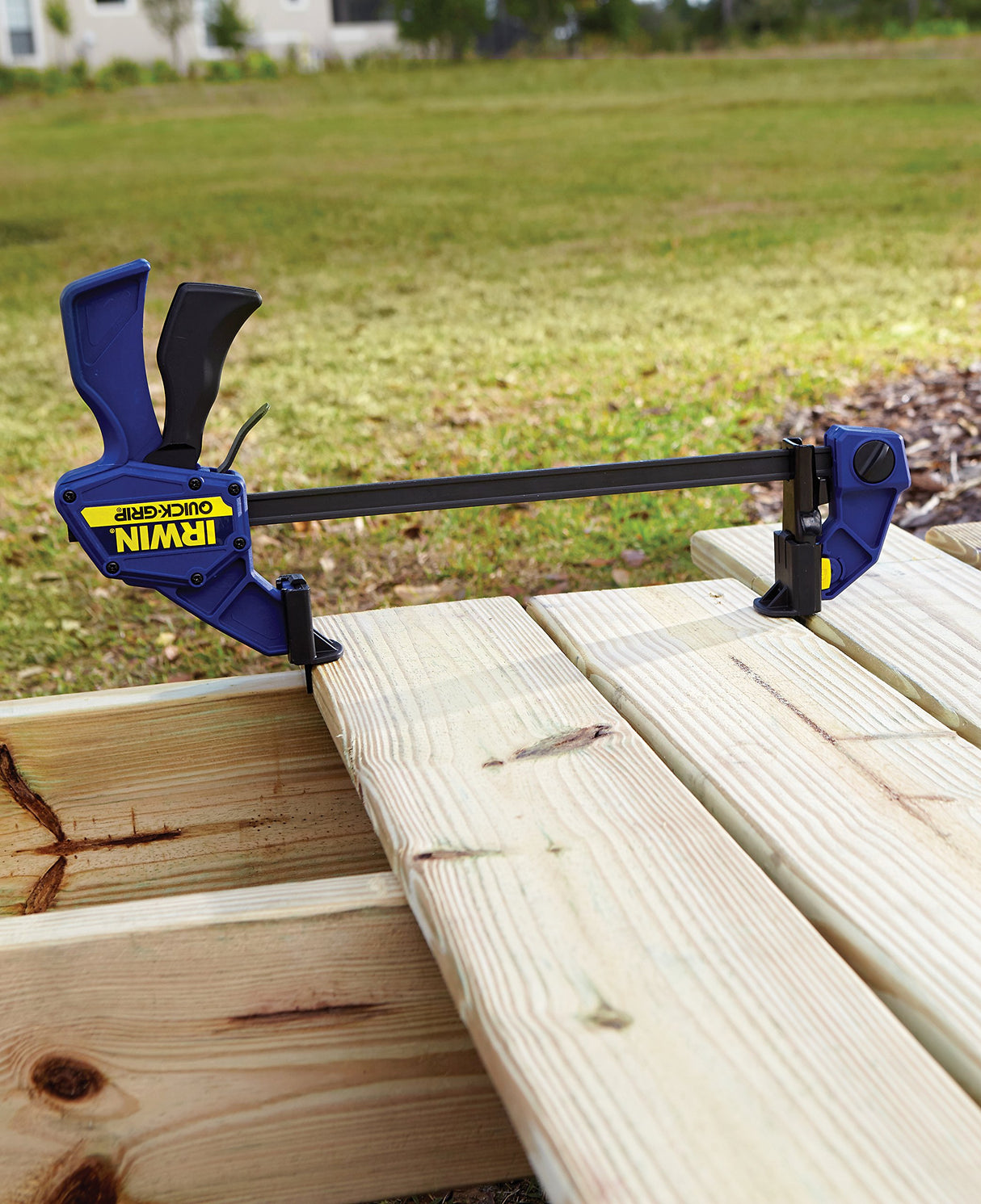 IRWIN QUICK-GRIP Bar Clamp, One-Handed Clamp/Spreader, 24-Inch (1964720), Blue IRWIN