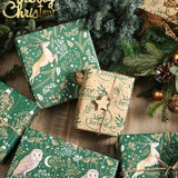 RUSPEPA Christmas Kraft Wrapping Paper - Owl, Reindeer, Christmas Ball and Text Design - 4 Rolls - 30 inches x 10 feet per Roll RUSPEPA