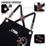 Heavy Duty Work Aprons for Men & Women with Pockets, Premium Cotton Canvas Cross Back Adjustable Tool Apron, for Cooking, Housekeeping, Serving, Woodworking, Gardening, Welding, Pottery, Black PSBP BEAUTY