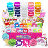 75-Pc Jumbo Mega Birthday Party Slime Favors Kit for Girls Ages 6 7 8 9 10, 11 and 12-30 DIY Slime Kit Soft, Color Slime Gels, Clear, Butter, Glitter, Crunchy, and Glow in Dark Slime Making Kits Glitter Galz