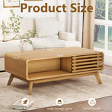 Coffee Table with Storage, Mid Century Modern Wooden Living Room Center Table, Furniture Farmhouse Wooden Coffee Table for Living Room, Oak Royal Windsor