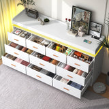 jiteentarou 10 Drawer Dresser with Charging Station and LED Lights, Modern Chest of Drawers with Power Outlet, Organizer Cabinet for, Living Room, Entryway, White jiteentarou