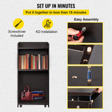 VEVOR Wood Podium, 23.6" x 47.2", Lecterns and Podiums with 4 Rolling Wheels, Flat Surface, Baffle Plate & Shelf, Easy Assembly Ebony Lecterns for Church, Office, School, Home Black VEVOR