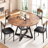 Round Dining Table Set for 4, Kitchen Table and Chairs for 4, Circle Table Round Pedestal Dining Room Dinner Dinette Table Set,5 Piece Space Saving Wood Kitchen & Dining Room Tables (Vintage, 42In) Jocoevol