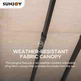 Sunjoy Outdoor Pergola 11 x 11 ft. Black Steel Pergolas with Retractable Tan Sun Shade Canopy for Patio, Backyard, Garden Activities by SummerCove Sunjoy