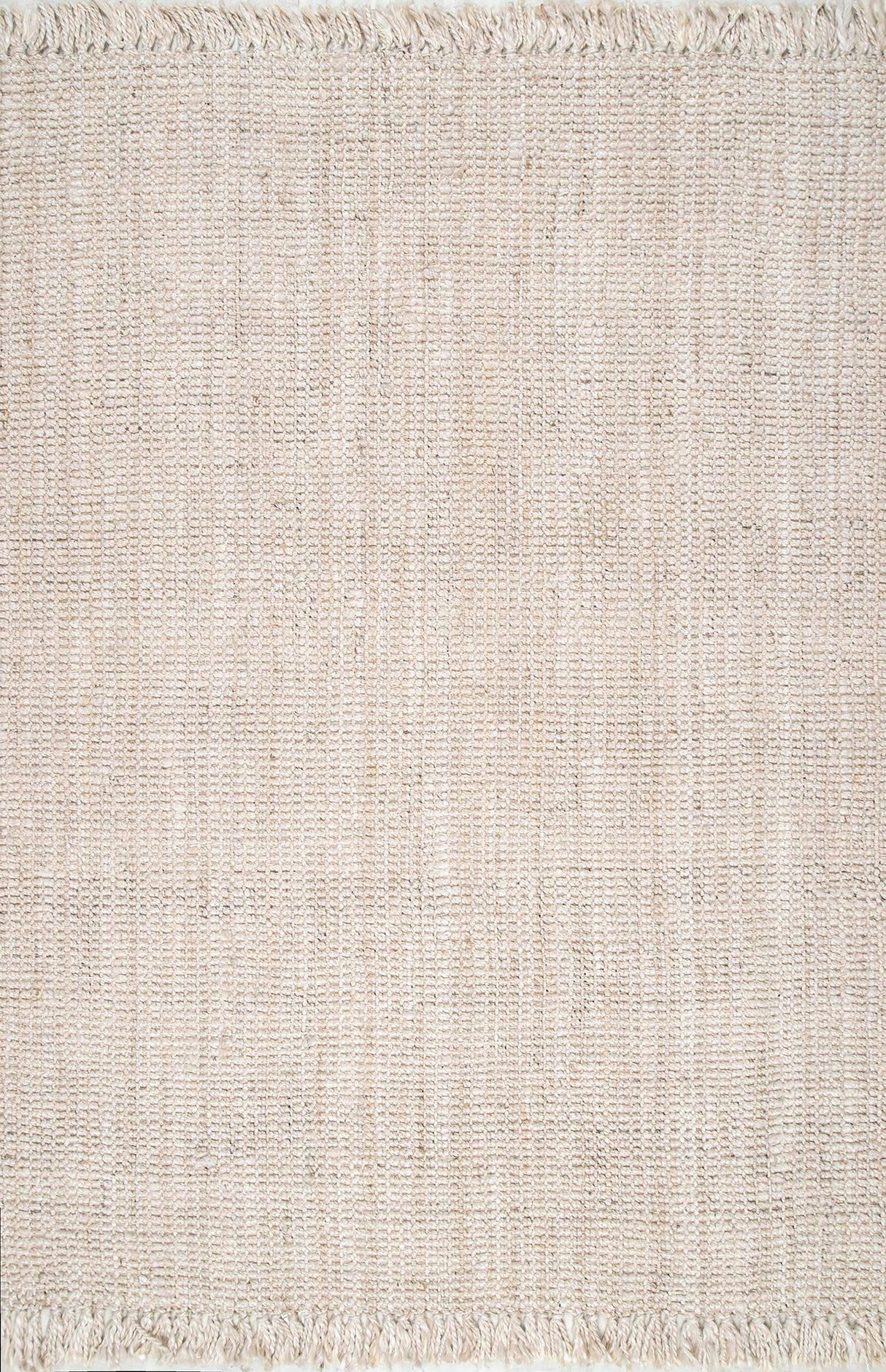 nuLOOM 5x8 Daniela Jute Tassel Hand Woven Area Rug, Off White, Solid Chunky Farmhouse Design, Natural Fiber, For Bedroom, Dining Room, Living Room, Hallway, Office, Entryway nuLOOM