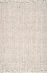 nuLOOM 5x8 Daniela Jute Tassel Hand Woven Area Rug, Off White, Solid Chunky Farmhouse Design, Natural Fiber, For Bedroom, Dining Room, Living Room, Hallway, Office, Entryway nuLOOM
